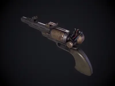 Sci-Fi Revolver Low-poly 3D model