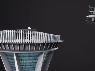  Hyundai Uber Flying Taxi Rigged With The Landing Pad Tower 