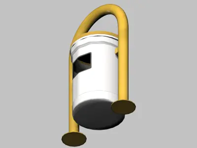 Yellow closed cage type trash can Low-poly 3D model