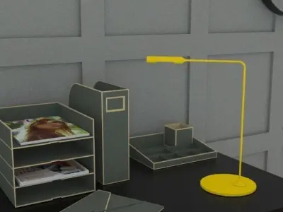 Minimal yellow desk lamp 43cm high Low-poly 3D model