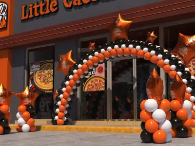 Little Caesars restaurant with Balloons Arch 3D model