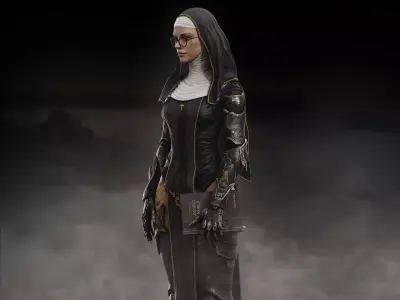 Sci Fi Nun Low-poly 3D model