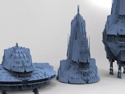 Moon base Towers 3 designs  3D model