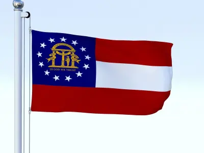 Animated Georgia Flag US Low-poly 3D model