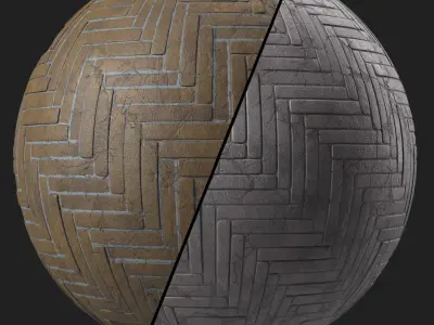 Pavement Materials 45- HerringBone Paving Sbsar Pbr Seamless Texture