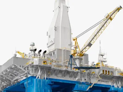  Semi-Submersible Offshore Oil Rig Platform Rigged 