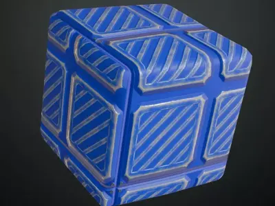 Blue and Dark Tiled Sci-fi Metal Plate PBR Seamless Texture