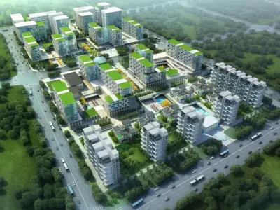 SU model of modern office and residential apartment building 3D model