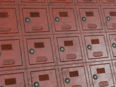 Industrial Weathered Red Metal Locker PBR Seamless Texture