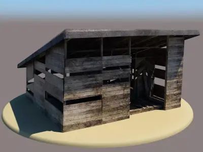 Barn1 wooden barn with roof Free low-poly 3D model