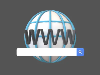 WWW Icon with Search Bar v1 002 Low-poly 3D model