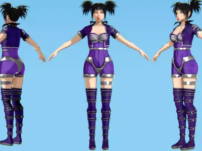 Cyberpunk Angel Flying Animation Low-poly 3D model