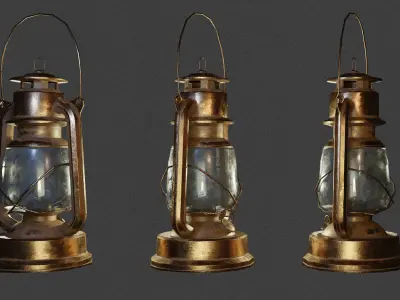 Old Kerosene Lamp Low-poly 3D model