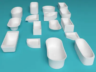 Bathtubs and sinks Low-poly 3D model