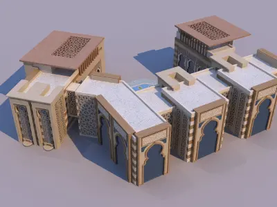 0166 - Islamic Facade Building 3D model