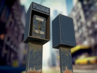street public phone  Low-poly 3D model