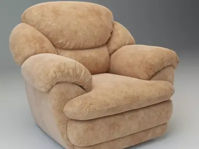 Detailed and Realistic Suede Armchair - Osvald 3D model