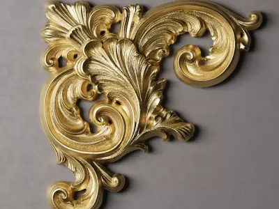 Classic Baroque Gold Corner Ornament 3D model