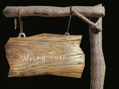 game ready road sign Low-poly 3D model