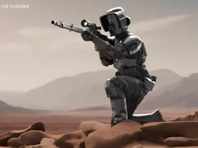  Star Wars Black Scout Trooper Kneeling Aim 