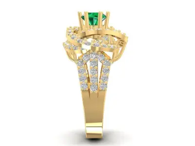 Luxury Halo Diamond Ring with Round Center Stone 730 3D print model