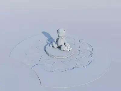 Topiary Teddy Bear Landscape Feature Low-poly 3D model