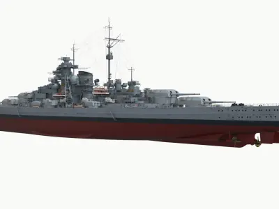  Bismarck 1940 Sea Trials Configuration Battleship Gray Rigged 