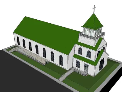 Architecture-Religion-God-Culture-Temple-0100 church with roof 3D model