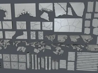Ruins Kitbash Collection - 96 pieces  3D model