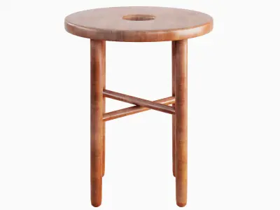 Namba Walnut Stool 03 Low-poly 3D model