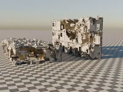 Procedural Destroyed building blender geometry nodes 3D model