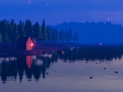 Stylized Low Poly Forest River 3D model