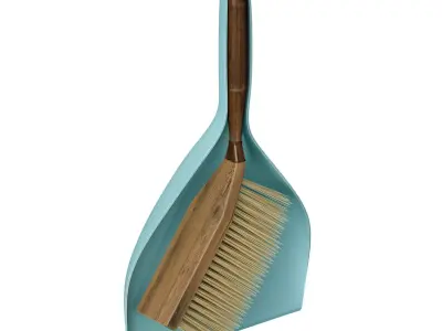 Dustpan with brush Plastic dustpan with wooden brush 3D model