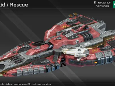 Scifi Emergency Spaceship Collection 3D Model Pack