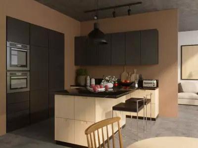 kitchen modern with walls 3D model
