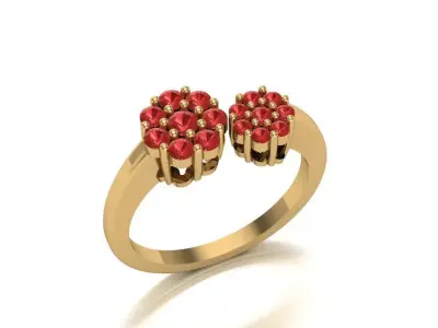 Open Design Cluster Ring with Round Stones 3D print model