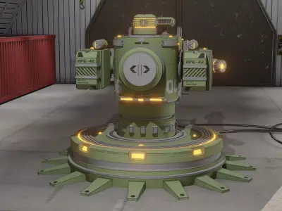 Sci-Fi Rail Gun Turret Low-poly 3D model
