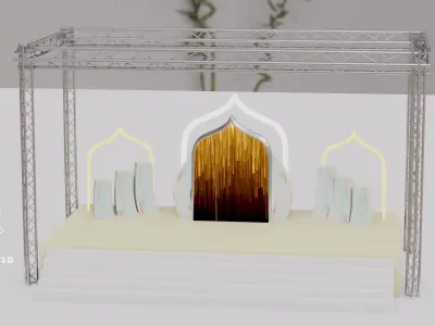 Islamic Event Stage 3D Model with Lighting Low-poly 3D model