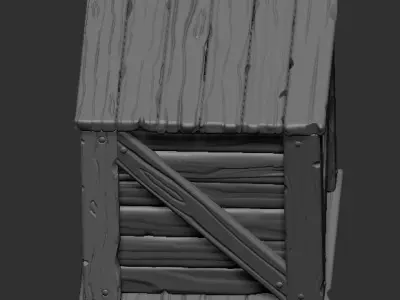 Wooden Box Low-poly 3D model