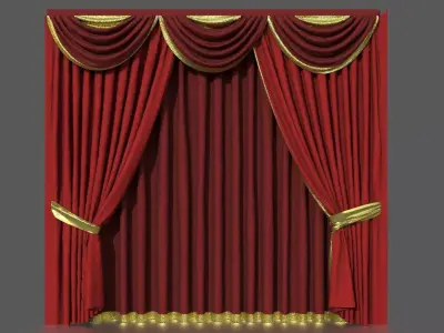 CURTAINS curtain with gold trim Low-poly 3D model