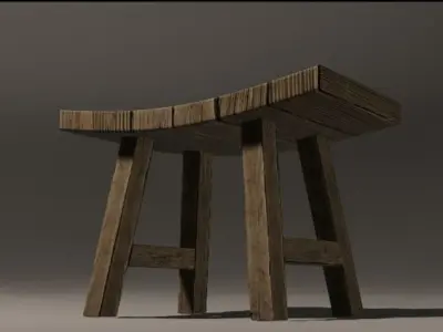 Wooden Stool 3D model