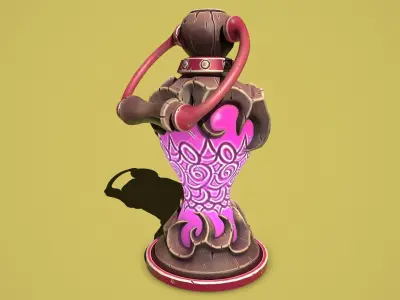 Fantasy flower lamp Low-poly 3D model