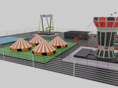 Amusement Park Low-poly 3D model
