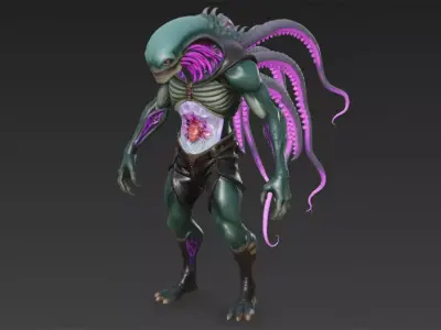 Tentacle Alien Monster Variants Pack 3D model