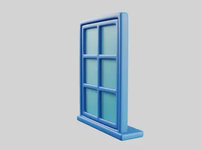 Cartoon Window 7a Low-poly 3D model