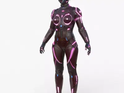 Cyborg Angel Asian Red 3D model