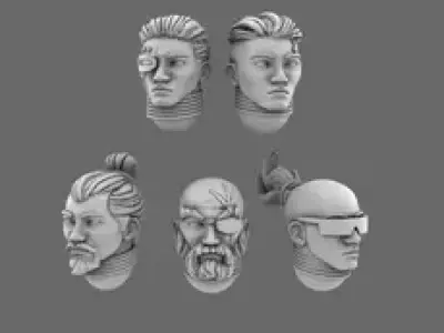 Cyber Samurai V10 Exposed Heads 3D print model