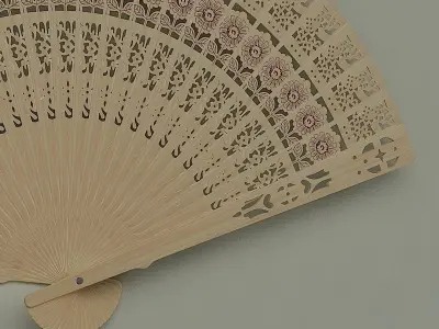 Chinese Hand Fan Low-poly 3D model