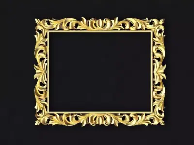 mirror ornate gold frame 3D model 4