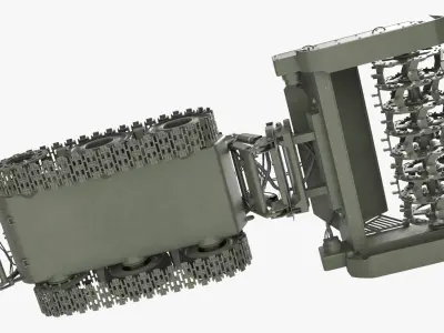  Tracked Mine Clearing UGV with Armored Flail Military Green 